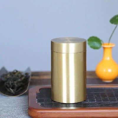 Brass Tea Caddy Travel Sealed Home Portable Metal Small