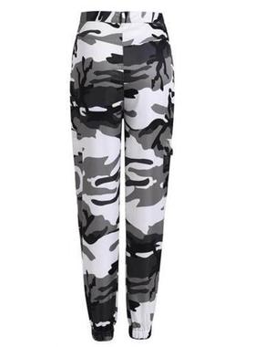 Camo printed high-waisted overalls女士时尚迷彩印花高腰工装裤
