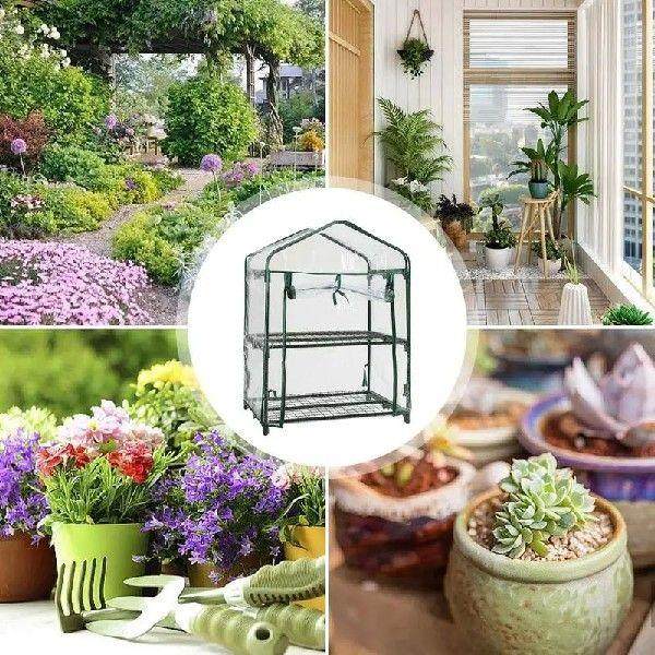 Mini Greenhouse Cover Indoor Outdoor Clear PVC Plant Green