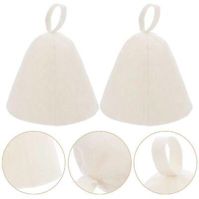 2 Pcs Shower Cap White Supple Head Protector Sauna Hat