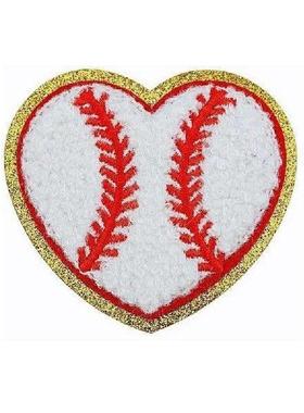 12 PCS Baseball Heart Patch Gold Edges Baseball Iron On