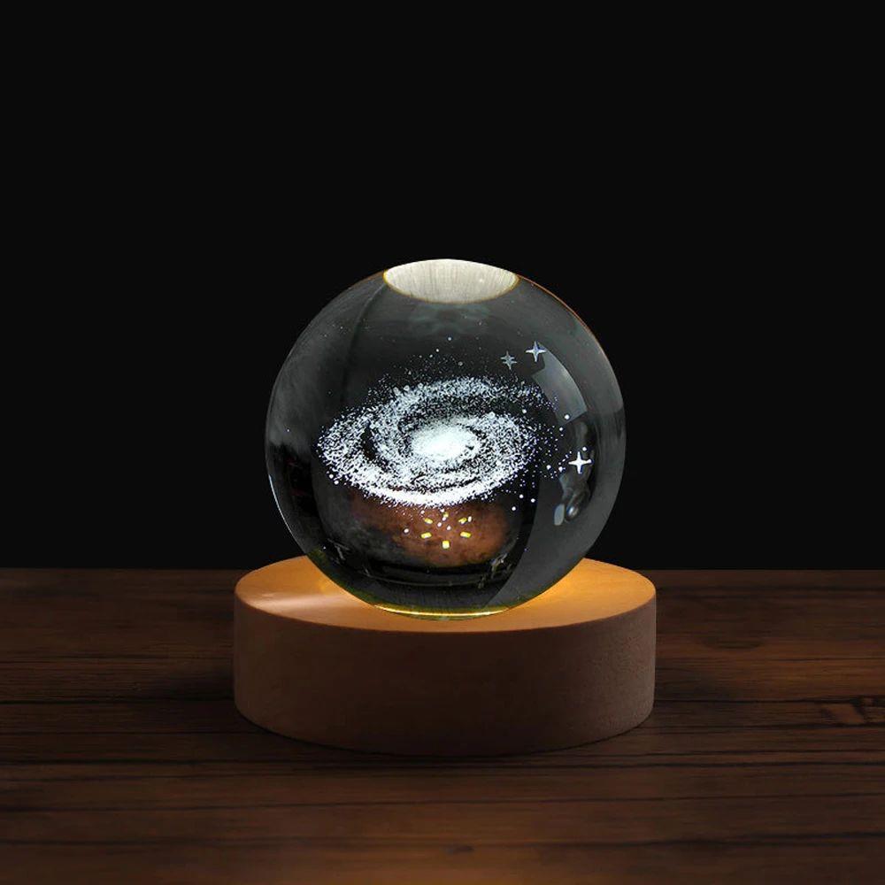 6cm 3D Crystal Ball Stitch Astronaut Solar System Saturn Mil