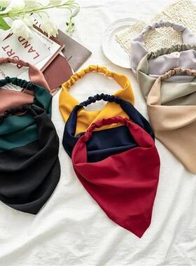 Woman Girls Solid Summer Head Scarf Chiffon Triangle Bandana
