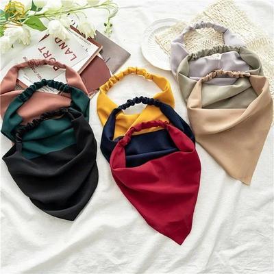 Woman Girls Solid Summer Head Scarf Chiffon Triangle Bandana