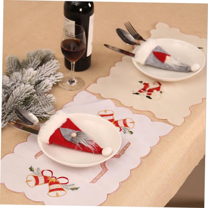 Christmas Santa Hats Knife Fork Cover Silverware Bags