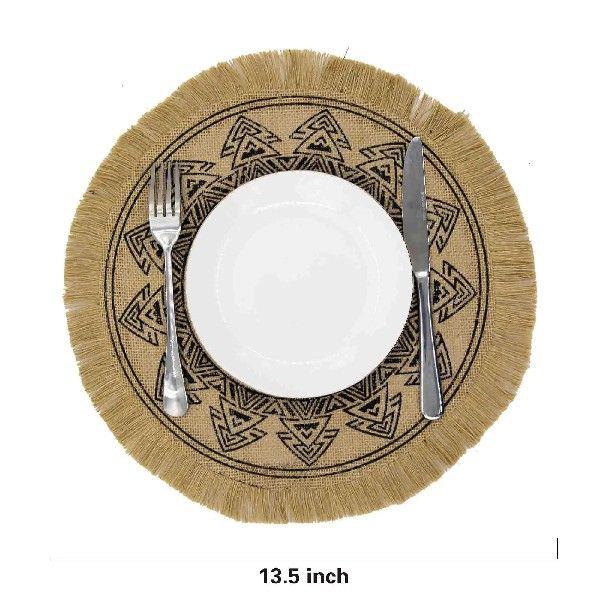 Boho Round Placemats Set of 4, Dining, Brown, Modern