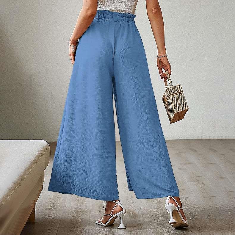 Spring and Summer New Bow Loose High Waist Pleated Wide Leg