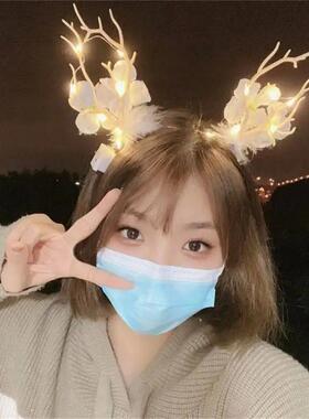 Merry Christmas Glow Antler Headband Fairy Tale Flower Retro