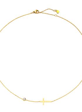 Delicate Petite Sideway Cross Necklaces Pendant Women Stainl