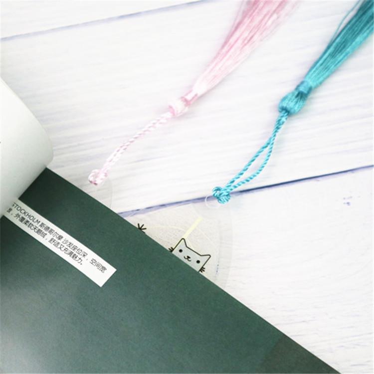 Transparent Leaf Vein Bookmark Cartoon Cat Tassel Bookmark C