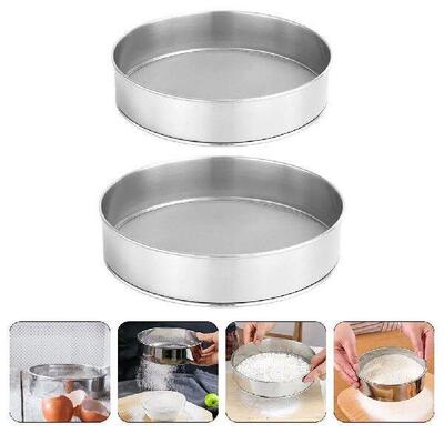 2 Pcs Stainless Steel Flour Sieve 60 Mesh Baking Sifter