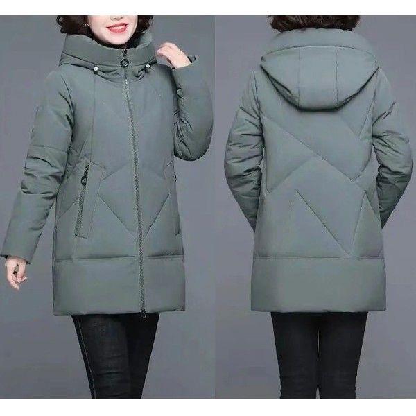 Middle-Aged Cotton Padded Jacket Plus Size Solid Color