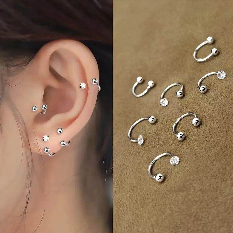 2 Pcs Stainless Steel Tragus Piercing Helix Studs Earrings f