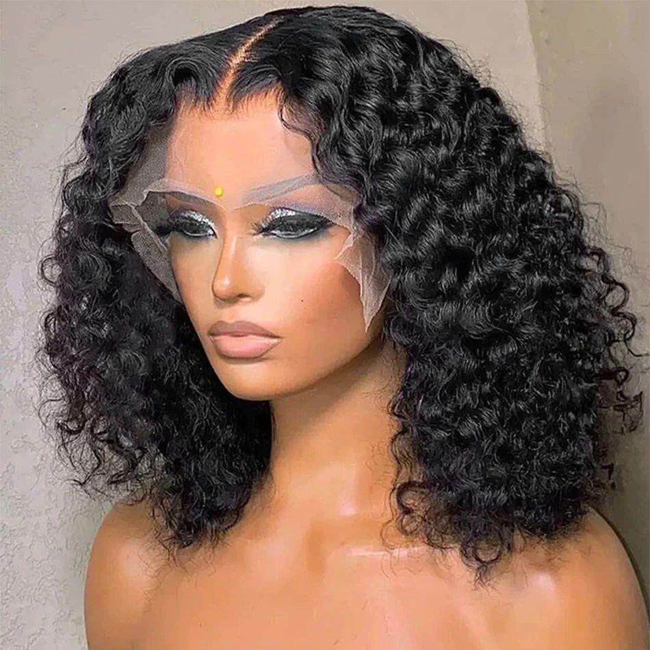 Glueless Wig 12A Short Bob Wig Deep Wave Human Hair Wigs Wat