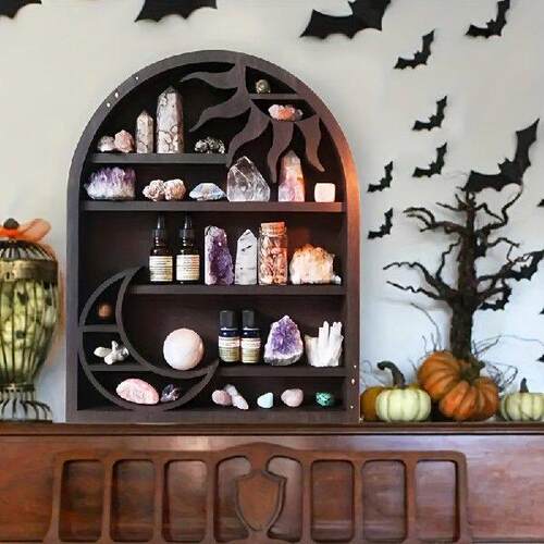 Wood Storage Shelf Wall Decoration Display Stand Gothic
