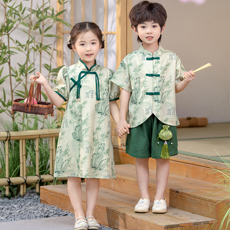 男童汉服套装女童国风唐装夏季儿童中式古装宝宝薄款高端演出服装