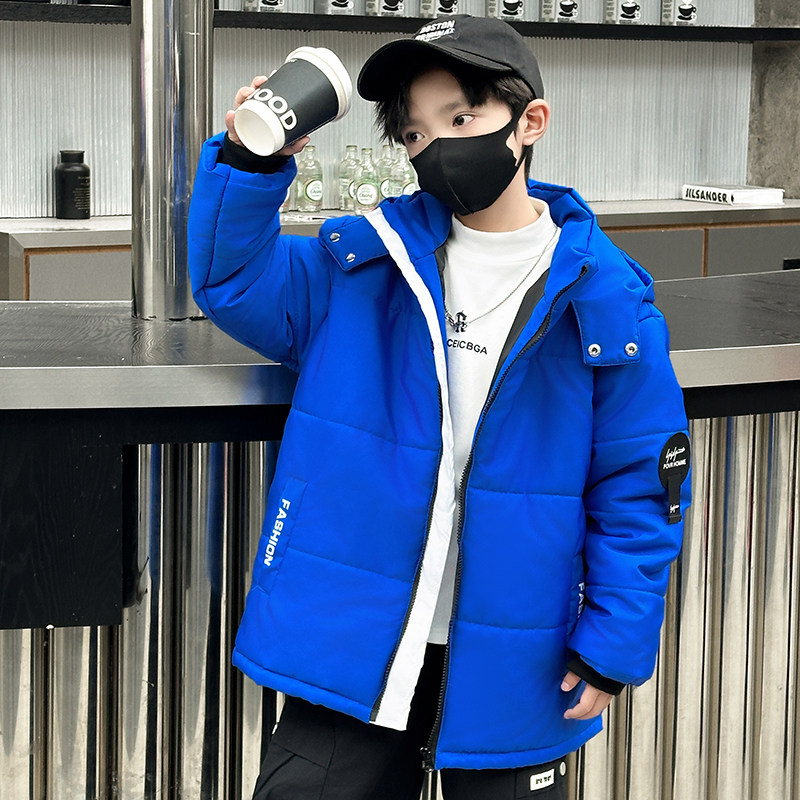 儿童棉服男童棉衣冬季童装加厚中长款中大童连帽棉袄休闲时尚保暖