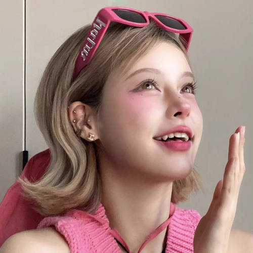 甜辣粉色墨镜女2025新款欧美网红朋克风少女太阳镜街头凸造型眼镜