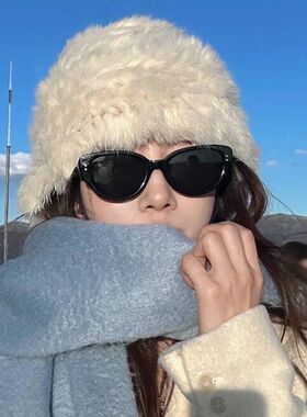 东北雪地猫眼墨镜女近视高级感防雪盲防风镜偏光防紫外线太阳眼镜