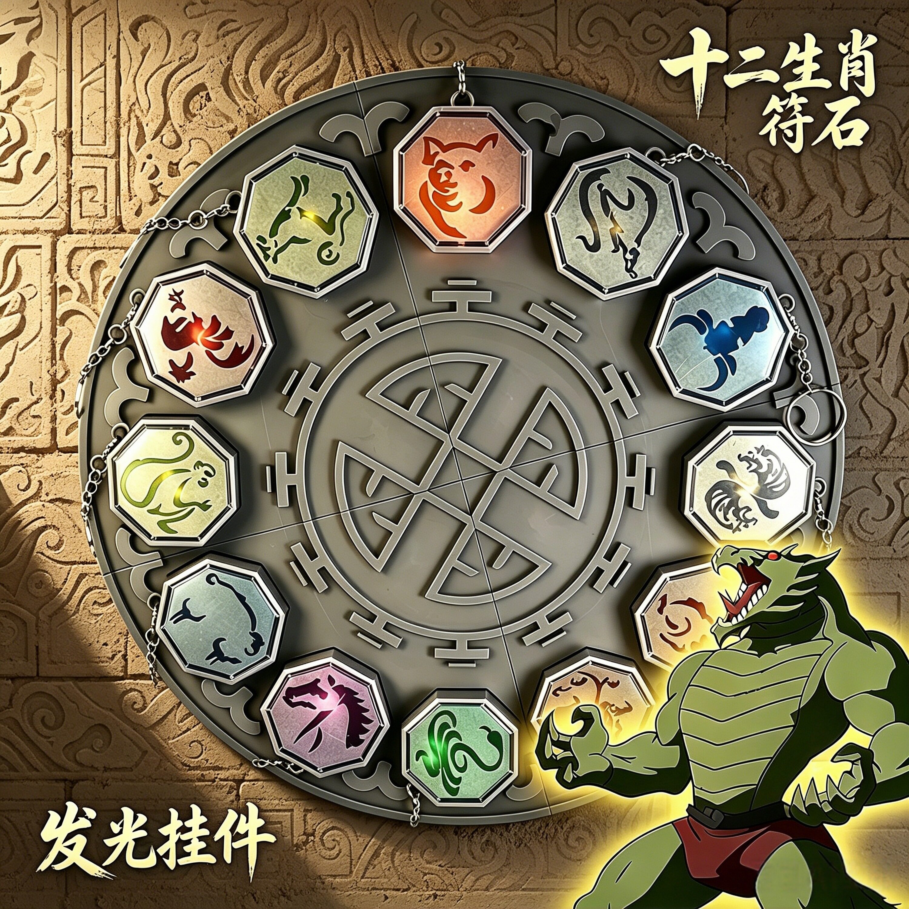 成龙历险记十二生肖符咒周边发光动漫挂件钥匙扣