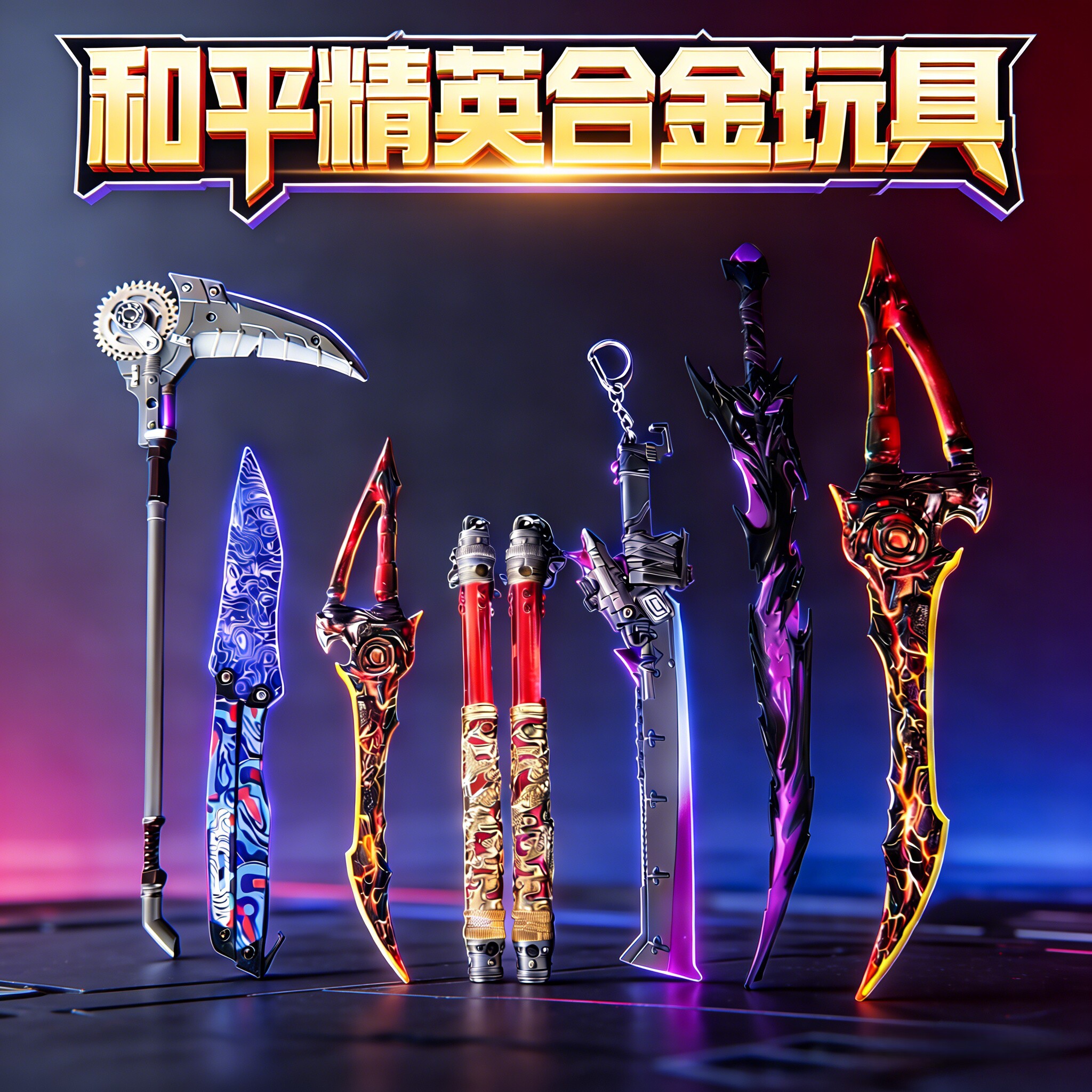 和平精英熔岩双刃合金战镰碎刃模型弗拉迪尾刺冷锋不可开刃