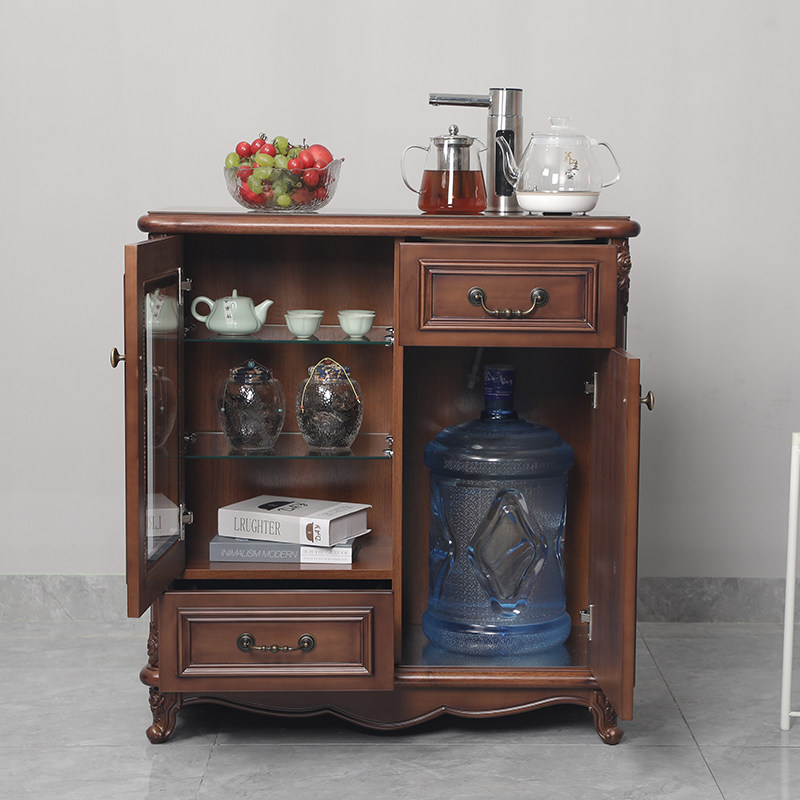 笛浪实木茶吧机家用全自动上水欧式饮水机下置水桶2025新款餐边柜
