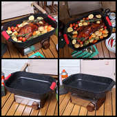 麦饭石烤盘烤鱼盘户外烤炉纸包鱼锅烤肉烧烤不粘铝合金电磁炉通用