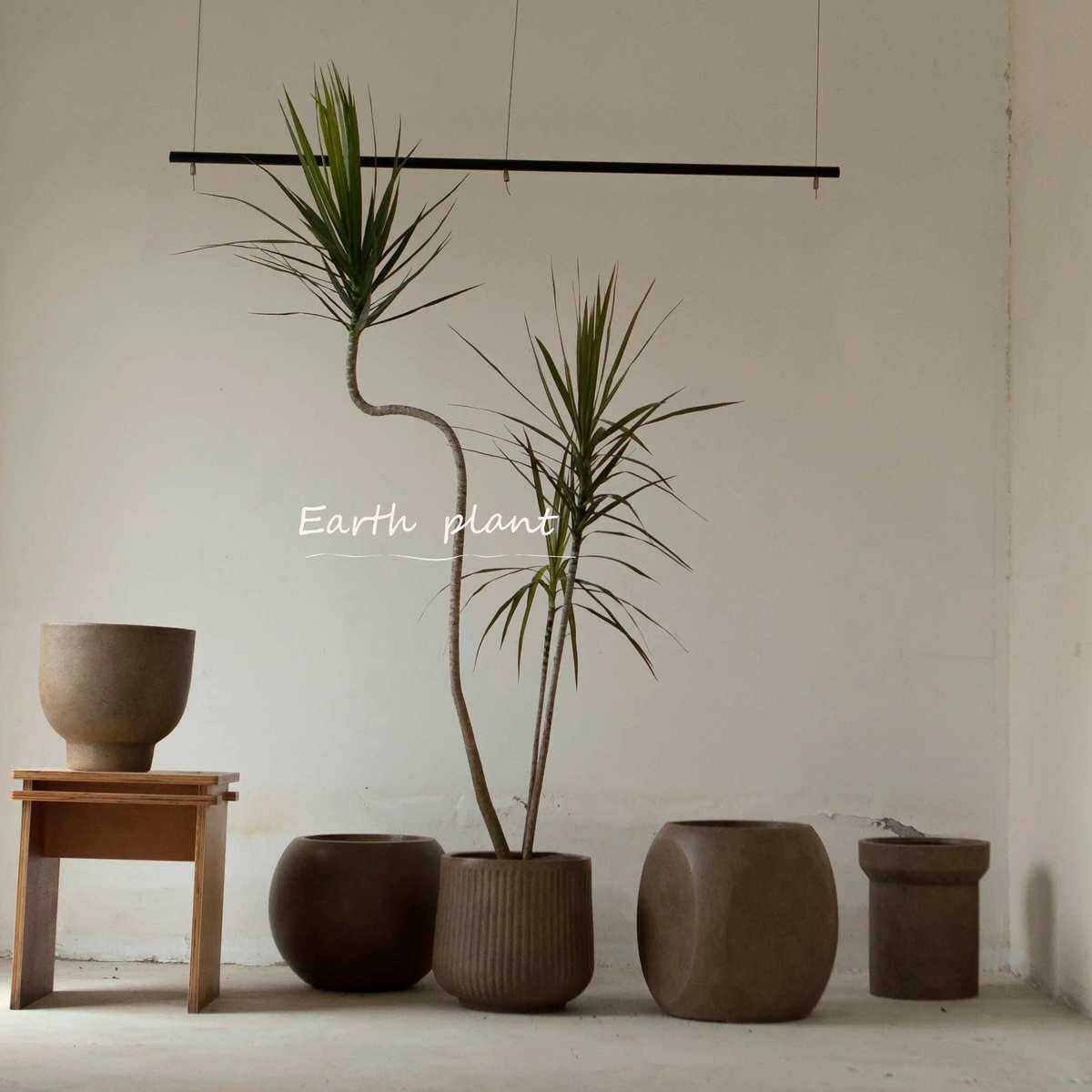 大地植物新中式创意复古大水泥盆大型绿植花盆欧式宅寂风盆器