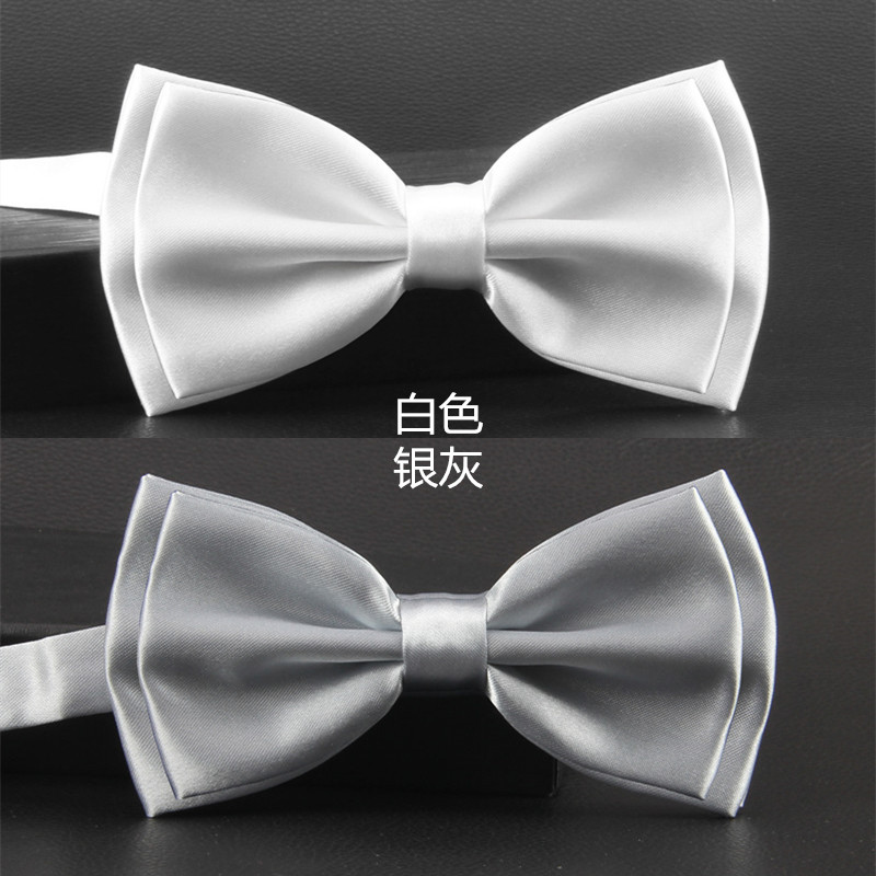 bow tie 男女士正装结婚礼服白色浅银灰色蝴蝶结领结