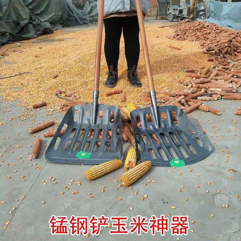 玉米专用铲铁锹锰钢镂空筛玉米漏粒工具加厚农用铲铁锨装玉米神器