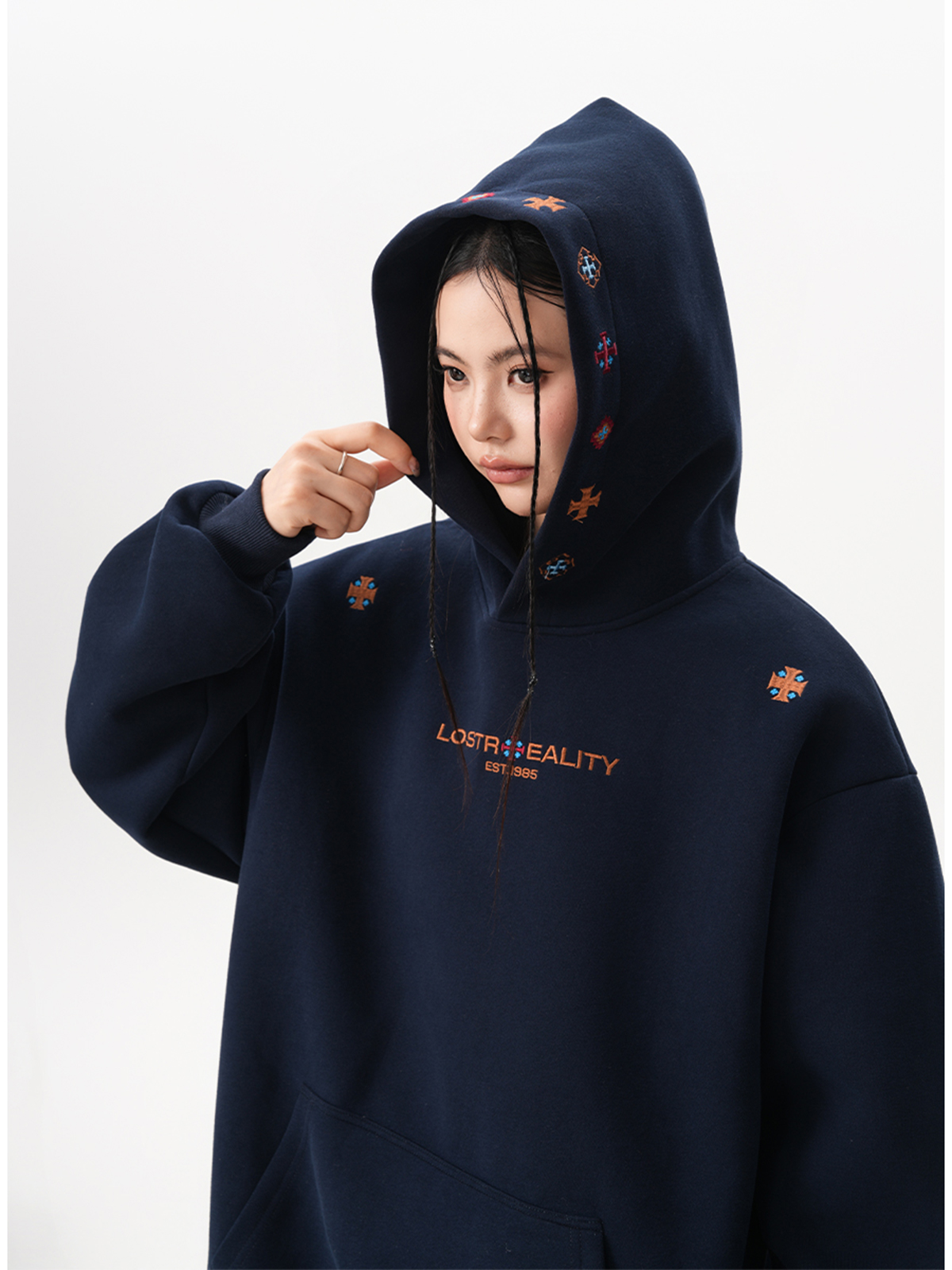 Heavyweight Ethnic Style Embroidered Hooded Sweatshirt for Women and Men, Autumn Trendy High Street Design Versatile Casual Hoodie