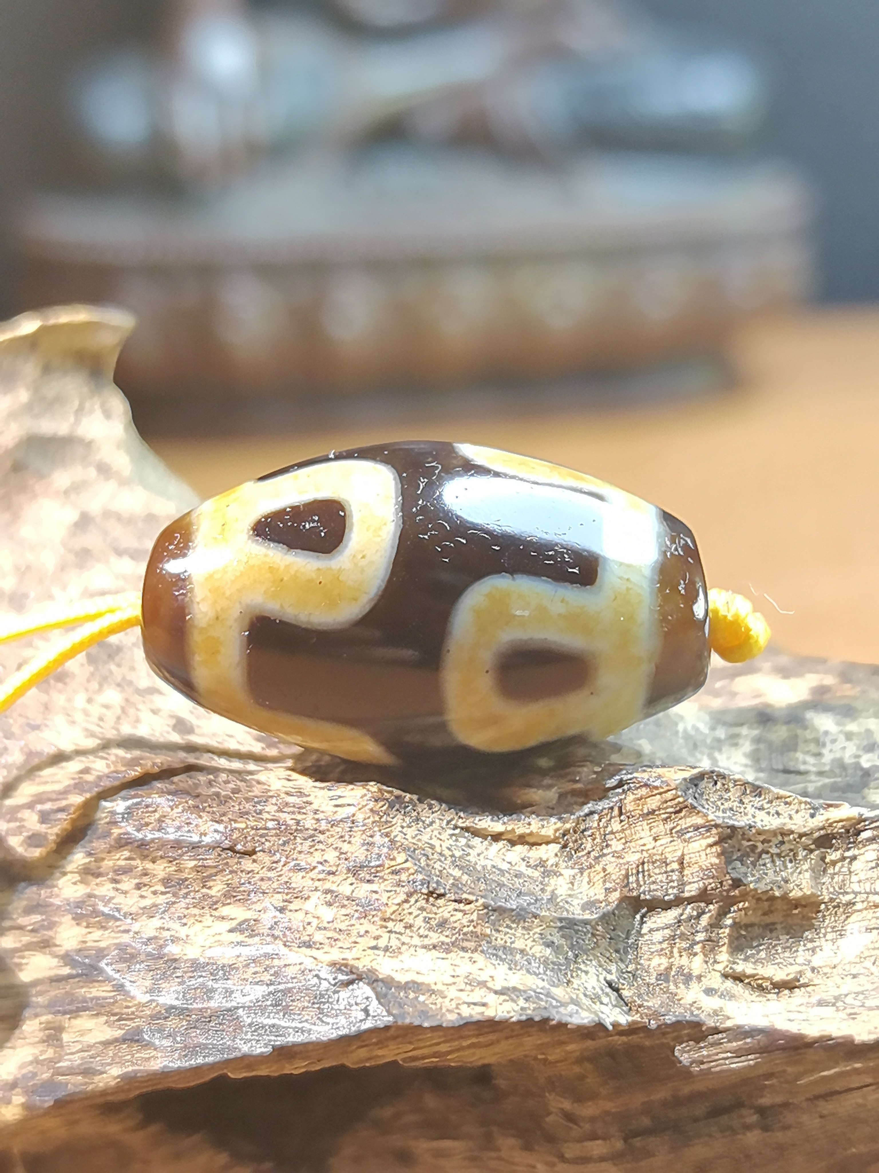 爆砂六瓣莲花天珠金沁藏传九眼石页岩玉髓玛瑙真品油润漂亮