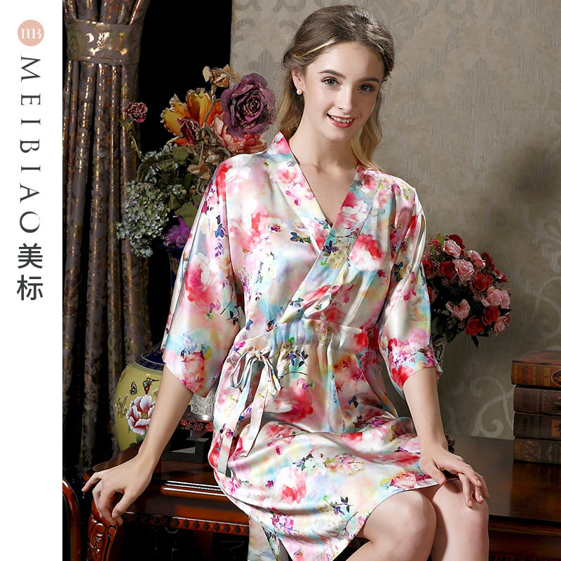 美标女19姆米重磅真丝睡裙夏季100%桑蚕丝睡衣性感丝绸家居服春秋