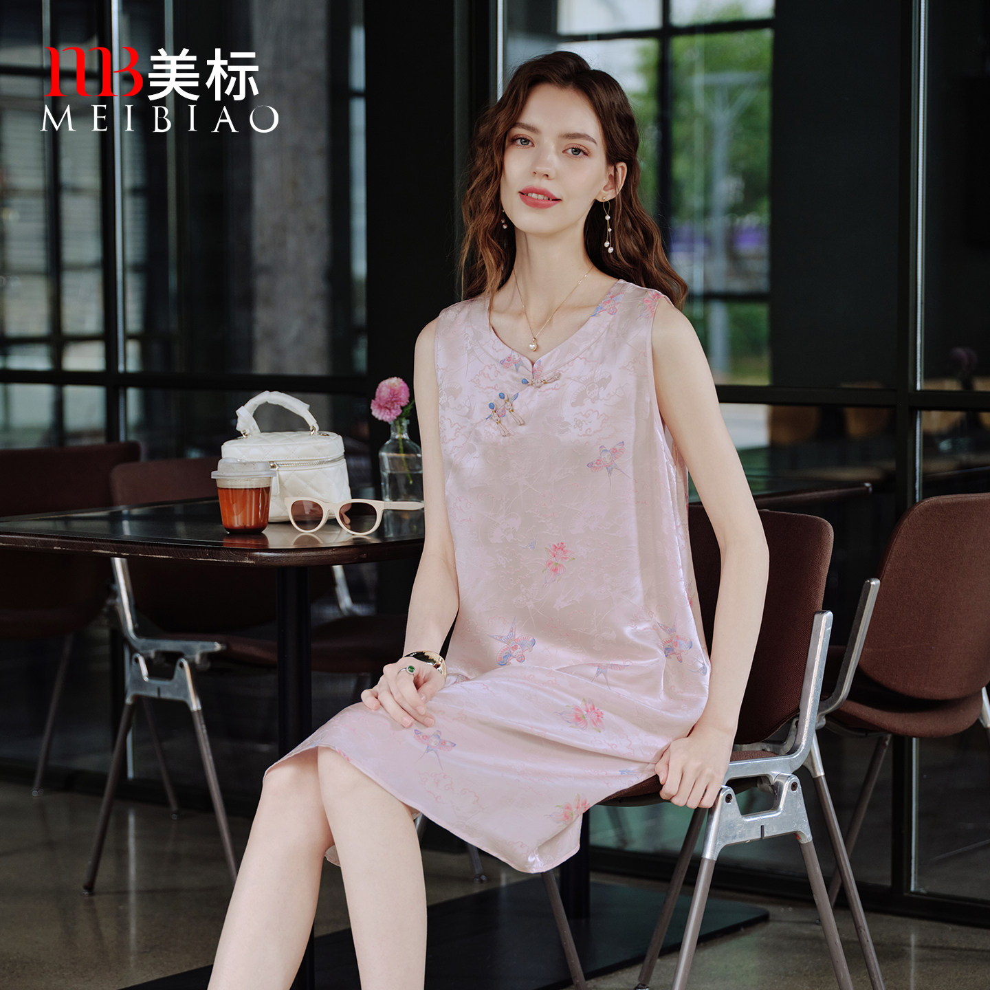 美标新中式无袖背心睡裙图片