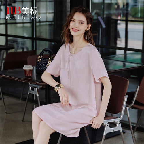 美标桑蚕丝提花女士夏季国风睡裙