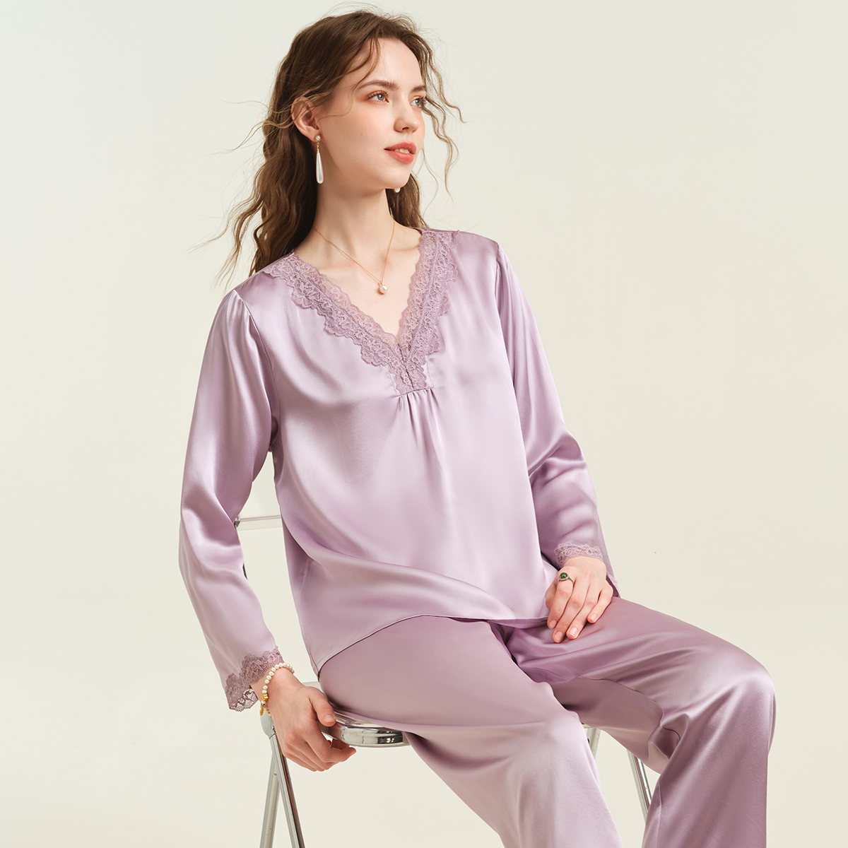 美标女士桑蚕丝睡衣套装