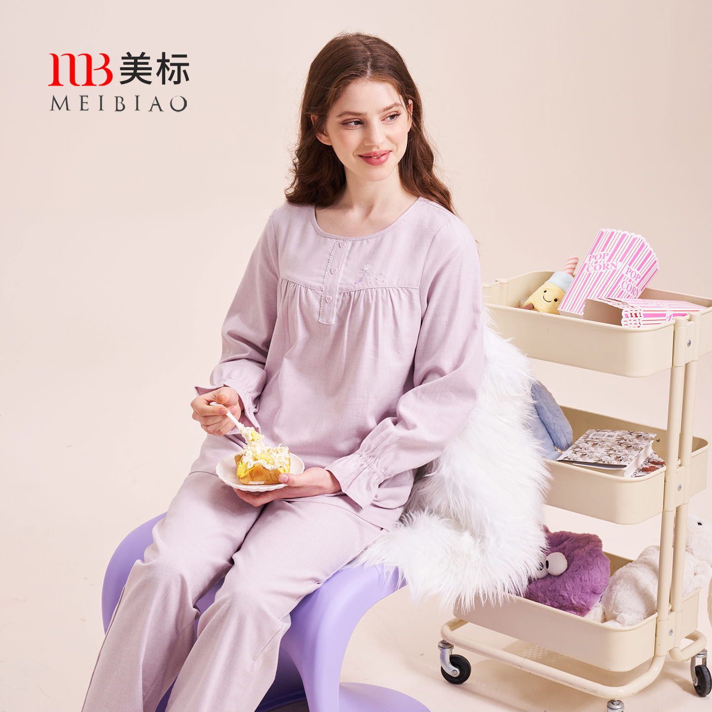 美标纯棉磨毛长袖睡衣套装