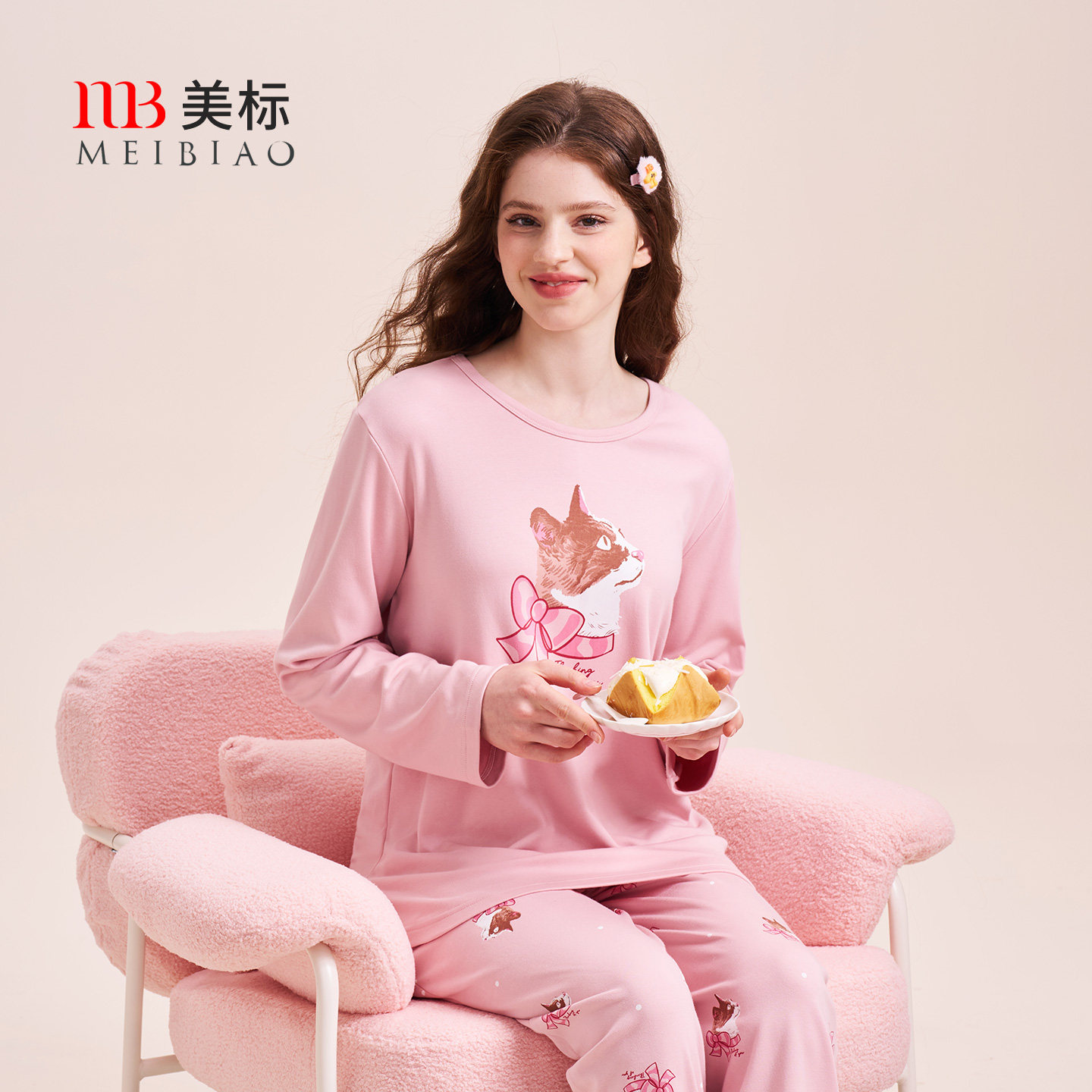 美标2025秋冬新款舒绒棉长袖睡衣套装女卡通可爱可外穿棉质家居服