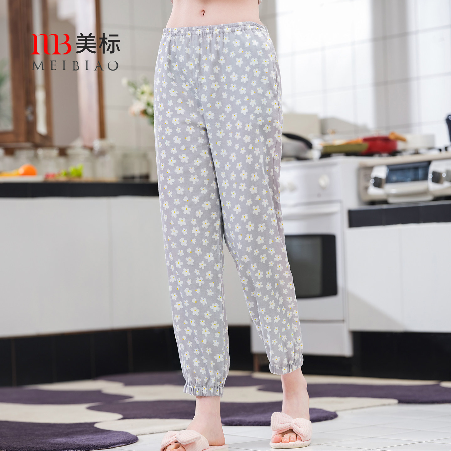 美标新款纯棉睡裤女春秋可外穿棉纱家居长裤全棉薄款休闲短裤子夏