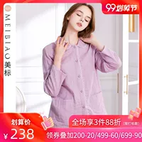 Bộ đồ ngủ cotton dài tay mới tiêu chuẩn 2019 của Mỹ dành cho nữ mùa xuân và mùa thu đôi sợi cotton ngọt ngào công chúa nhà gió mùa đông - Bộ Pajama quần áo nữ