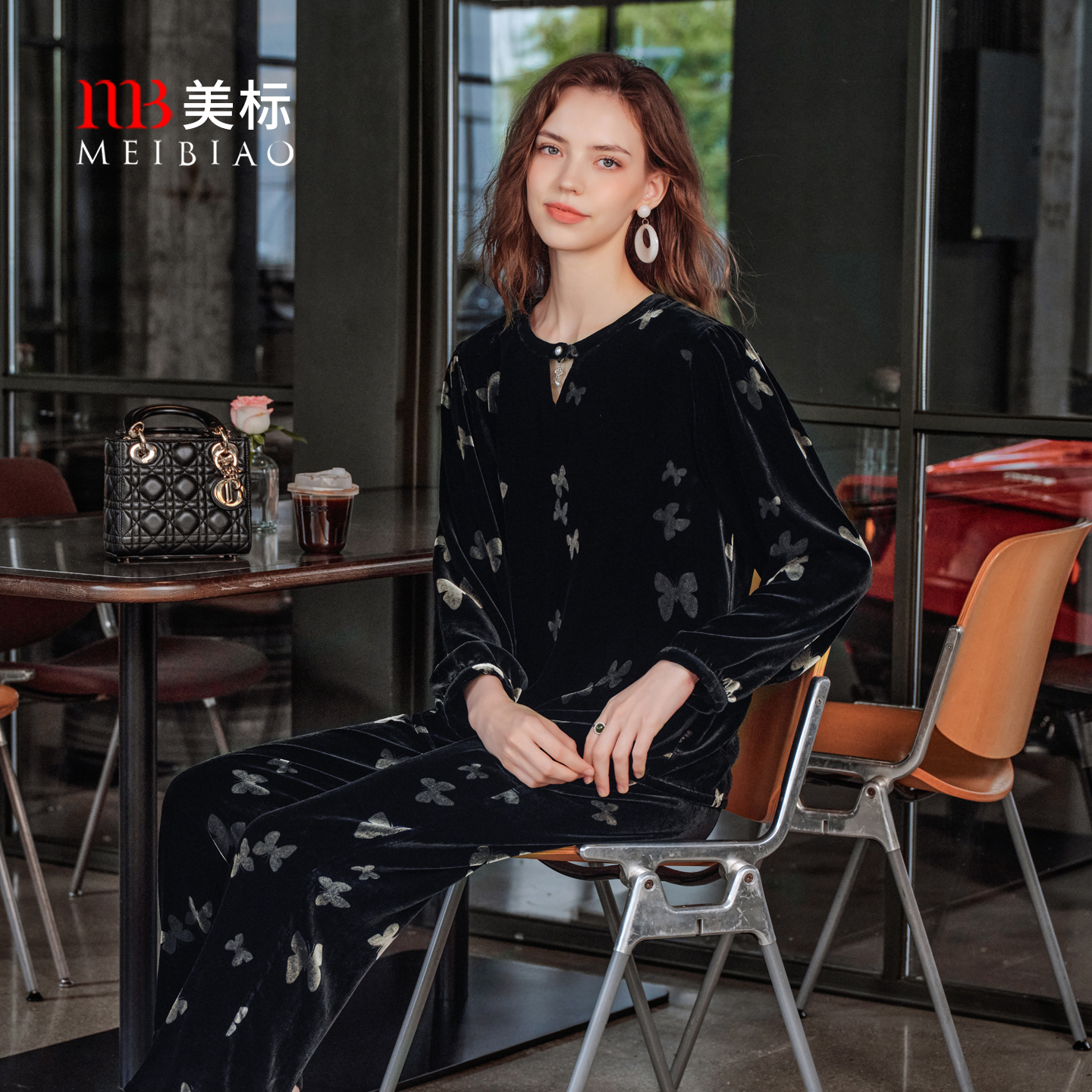 美标真丝绒长袖睡衣套装