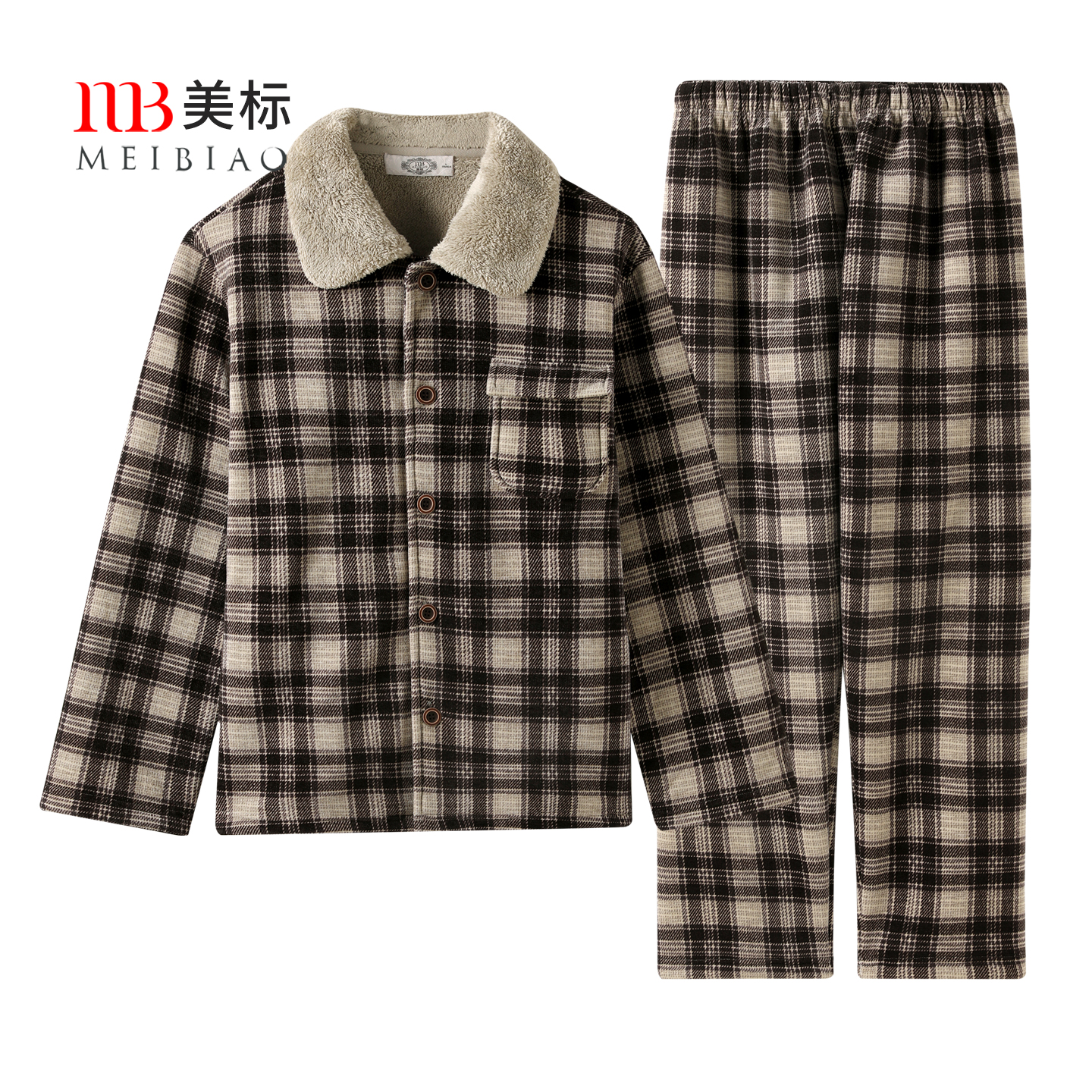 美标男士复合雪尼尔加厚家居服