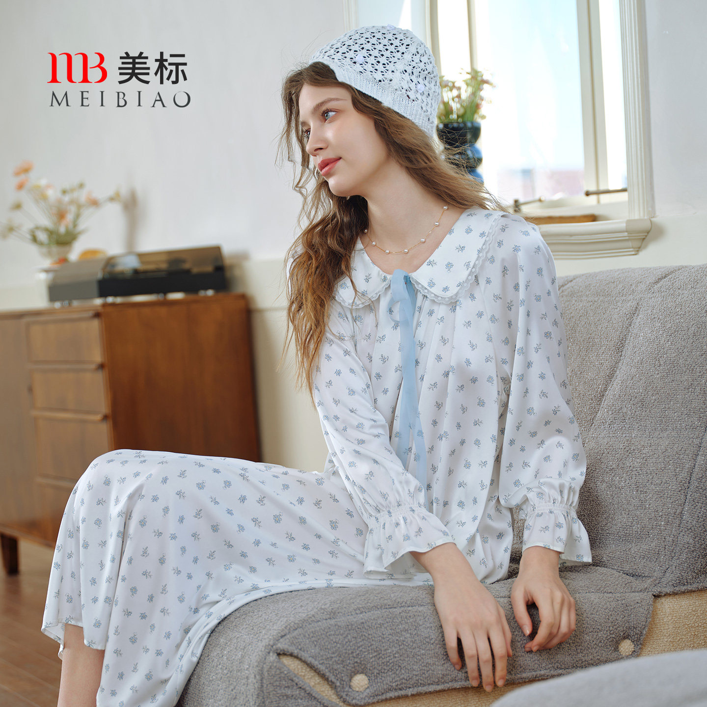 美标聚酯纤维春夏印花睡裙图片
