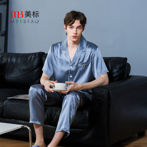 美标男士真丝短袖套装