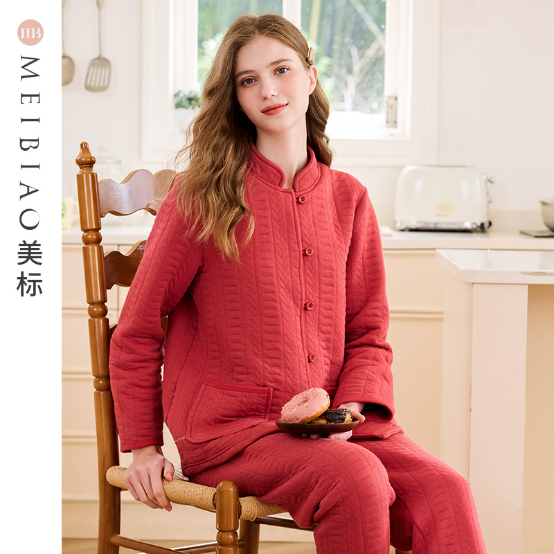 美标女士空气层夹棉立领休闲套装
