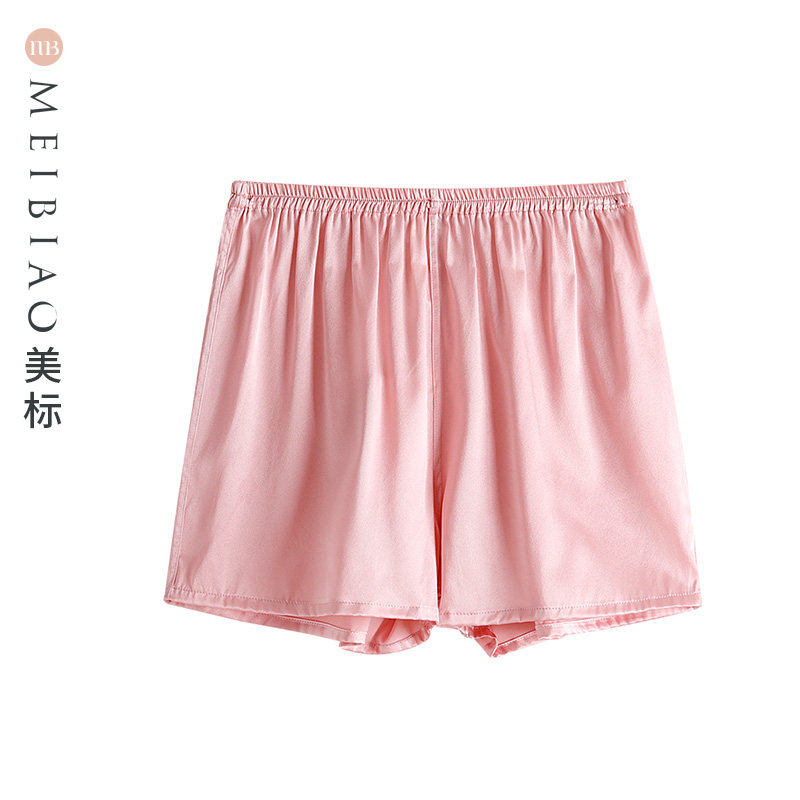 美标女蚕丝短裤睡衣春夏性感打底裤睡裤纯色休闲防走光丝绸家居服