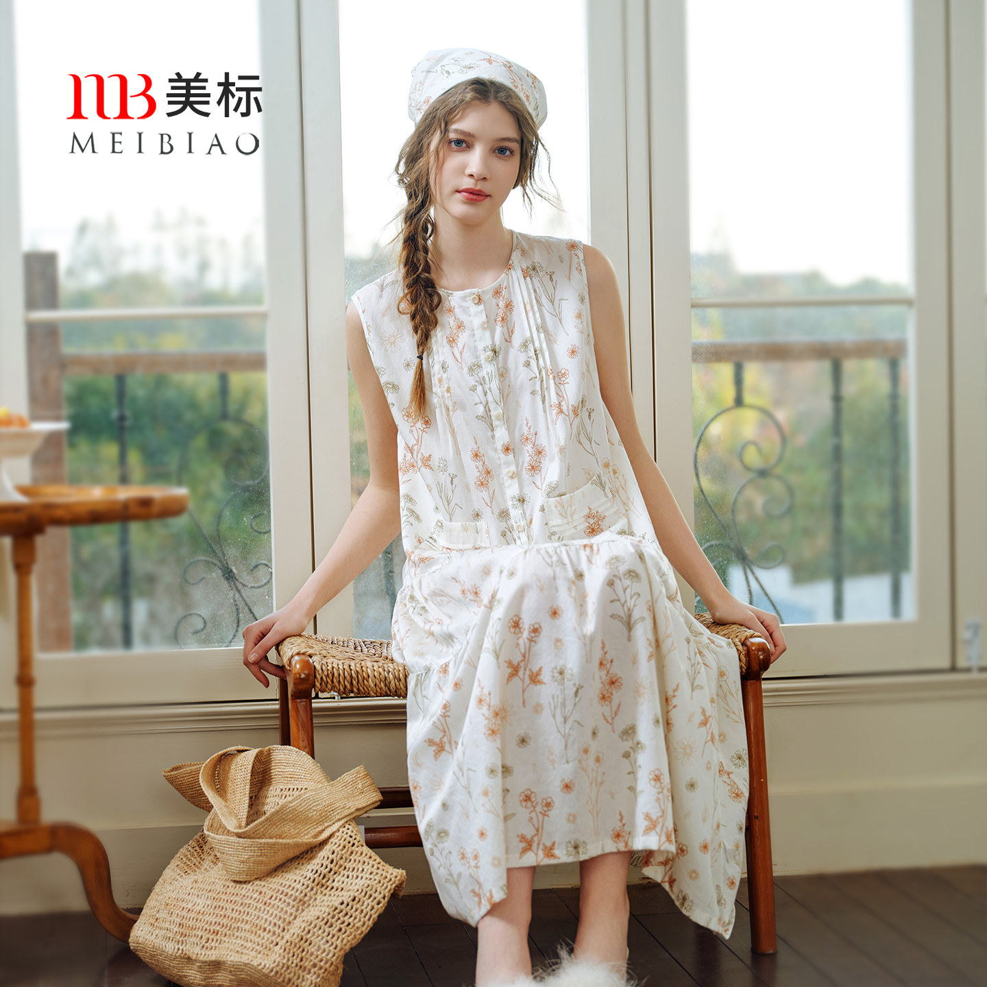 美标新款无袖纯棉睡裙女春夏公主风可外穿睡衣薄款全棉贡缎家居服