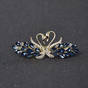 小号优雅发夹后脑勺水晶天鹅顶夹半扎弹簧夹妈妈发卡头发夹子女