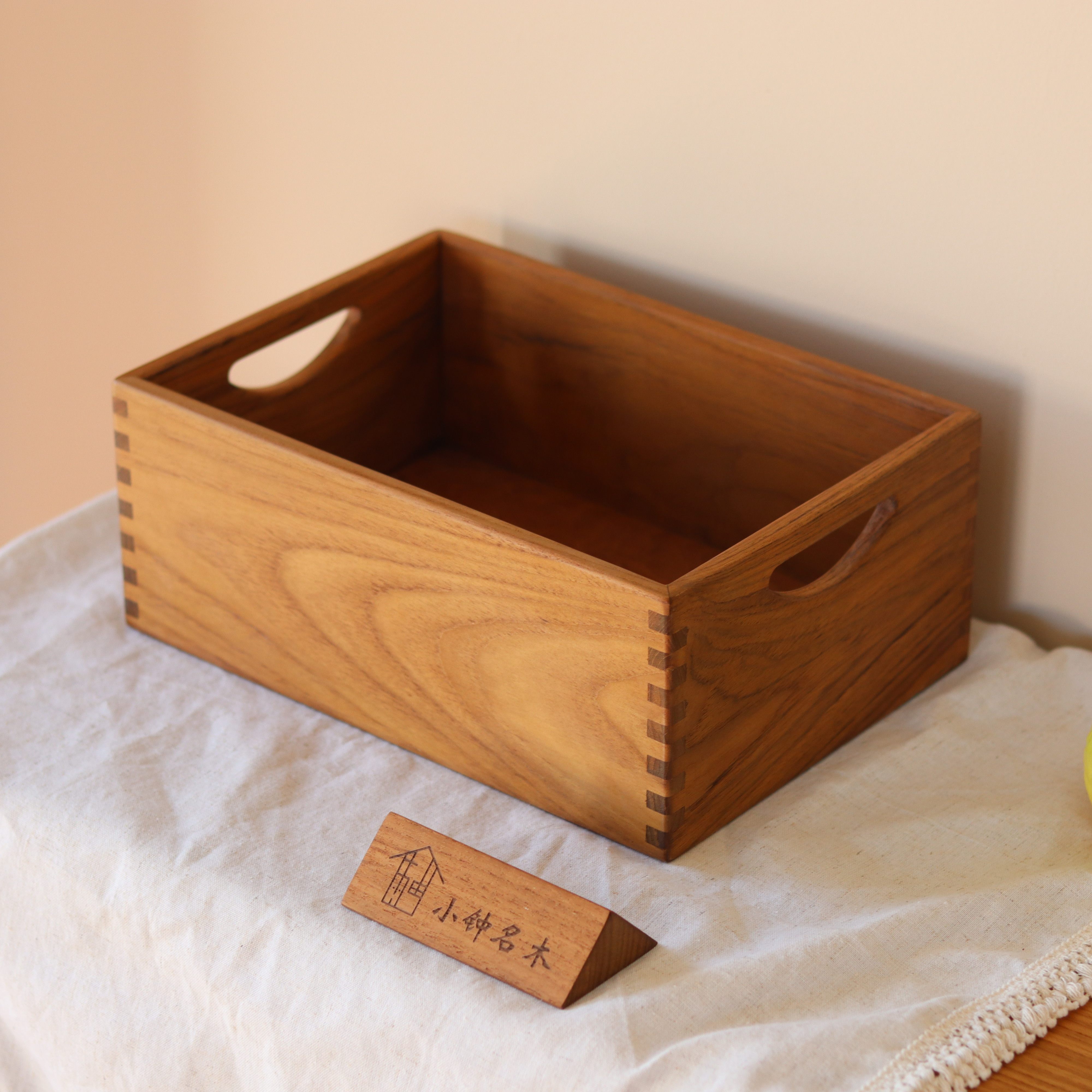 小钟 缅甸柚木桌面收纳盒收纳箱家用储物实木储物化妆品杂物榫卯,收纳整理,收纳筐,淘宝优惠券,粉丝福利购,淘宝优惠卷
