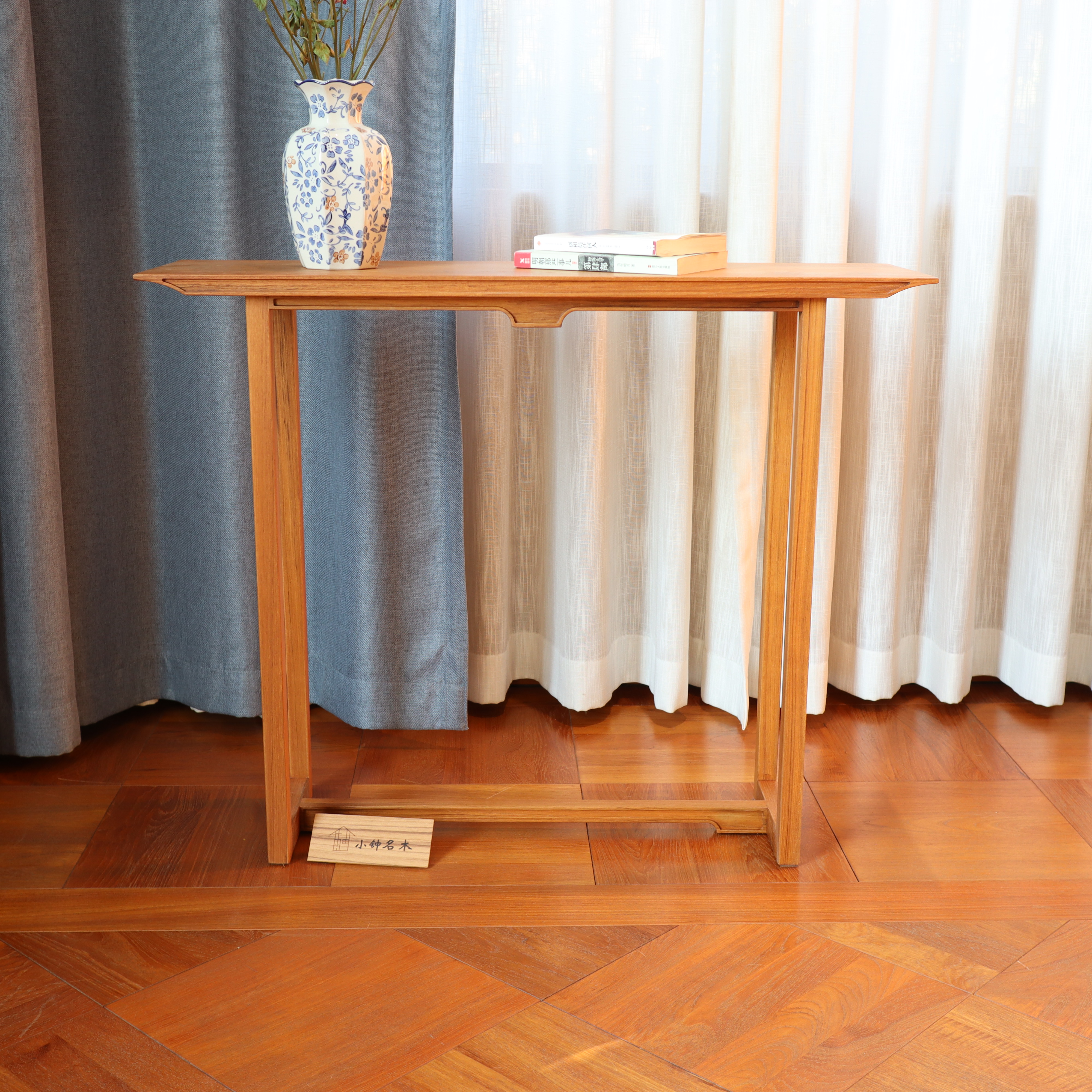小钟归云缅甸柚木条案玄关桌入户长条桌供桌走廊家用极窄台案